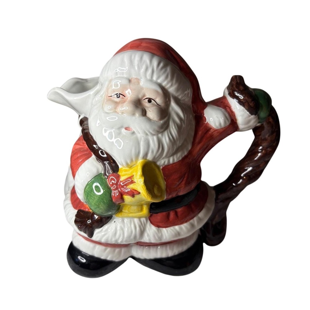 World Bazaars Ceramic Santa Claus Pitcher Christmas Holiday Decor 8.5" Vintage
